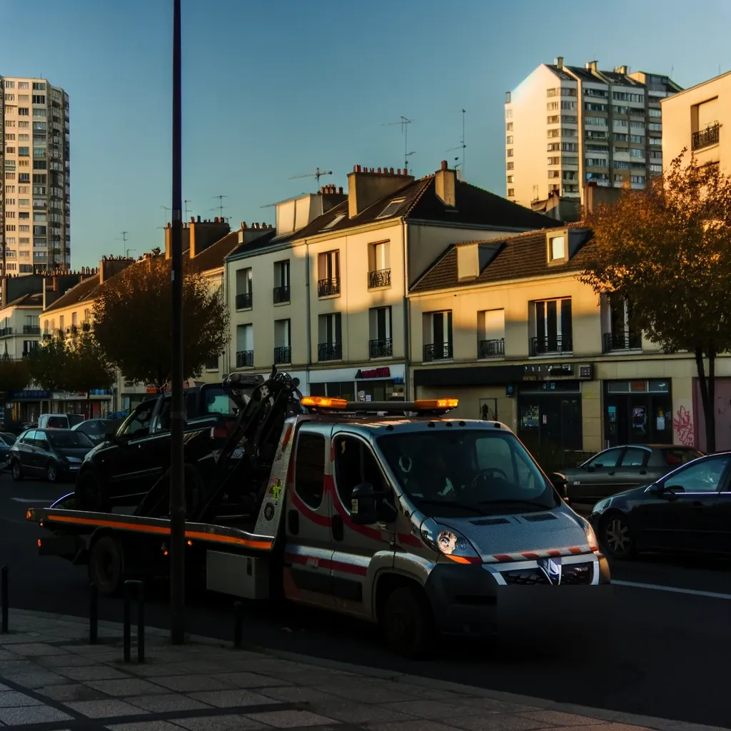 Camion plateau en fin de journée à Issy-les-Moulineaux – dépannage pour crevaison