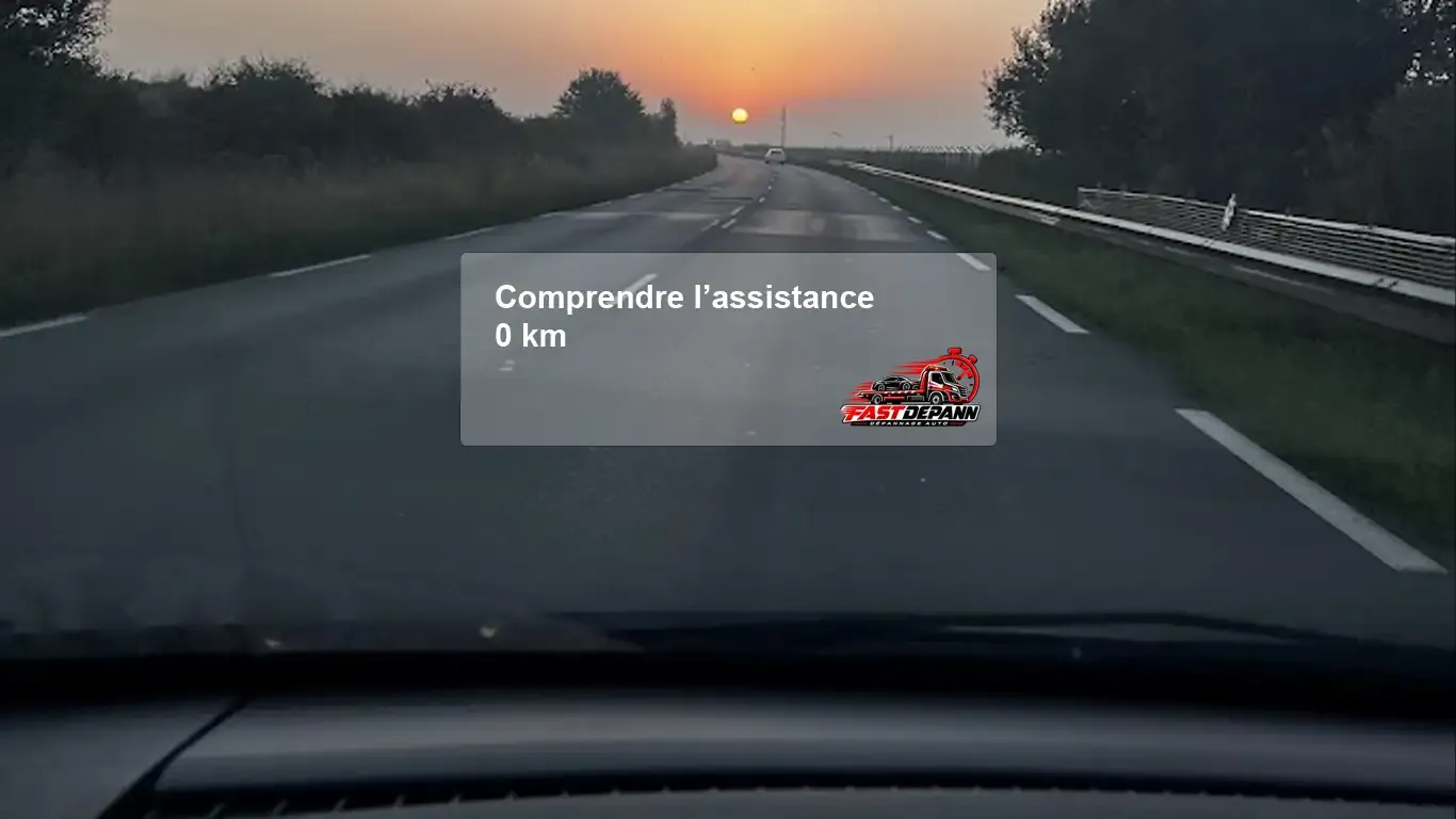 Dépanneuse Fast Depann prenant en charge un véhicule en panne, assistance 0 km